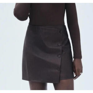 MAYSON THE LABEL brown plaid faux leather mini skirt sz S